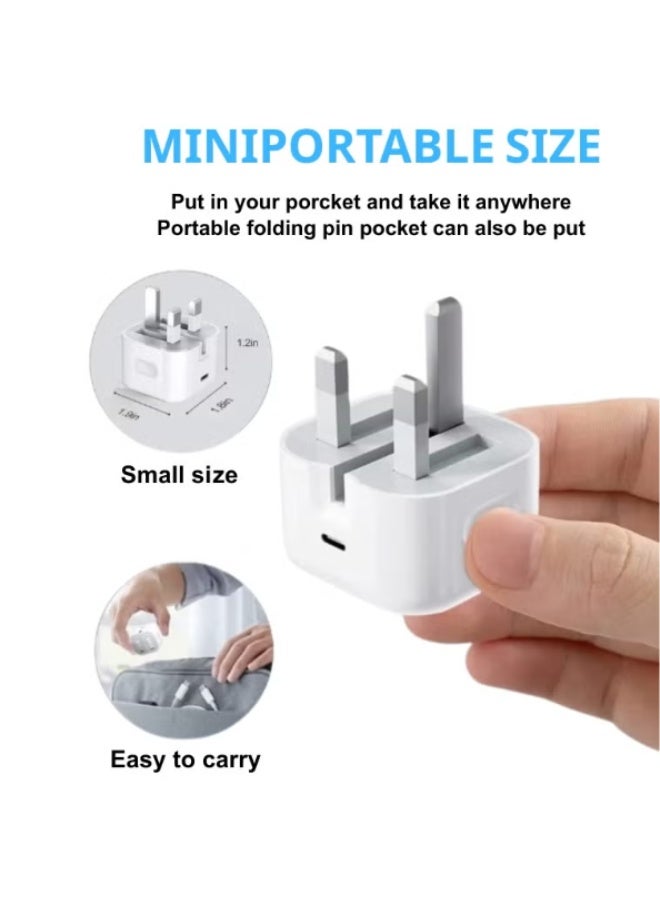 شاحن سريع أصلي قابل للطي من النوع C بقوة 35 وات لهاتف iPhone 16 / 15 Pro Max / سلسلة 15 | محول طاقة USB-C بقوة 35 وات مع كابل شحن سريع من النوع C إلى النوع C بطول متر واحد | متوافق مع iPhone وSamsung S24 وHuawei وجميع الهواتف/الأجهزة اللوحية المزودة بمنفذ USB-C - أبيض - Image 2