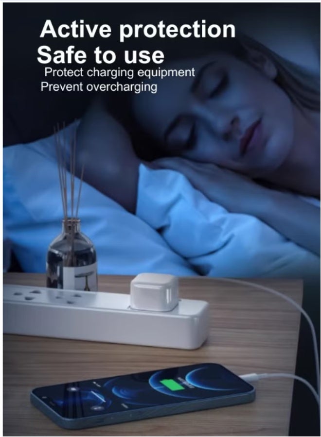 شاحن سريع أصلي قابل للطي من النوع C بقوة 35 وات لهاتف iPhone 16 / 15 Pro Max / سلسلة 15 | محول طاقة USB-C بقوة 35 وات مع كابل شحن سريع من النوع C إلى النوع C بطول متر واحد | متوافق مع iPhone وSamsung S24 وHuawei وجميع الهواتف/الأجهزة اللوحية المزودة بمنفذ USB-C - أبيض - Image 4