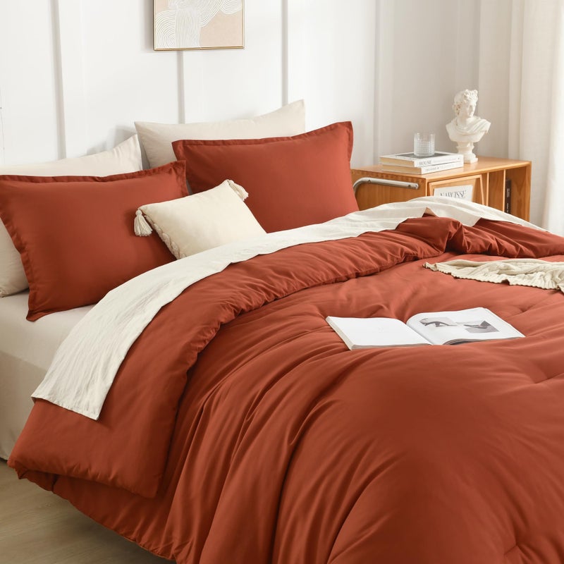 Litanika Burnt Orange Twin/Twin XL Comforter Set  2 Pieces Solid Terracotta Lightweight Bedding Comforter Set  Rust Fluffy Quilted Blanket Set (66x90In Comforter & 1 Pillowcase) - Image 2