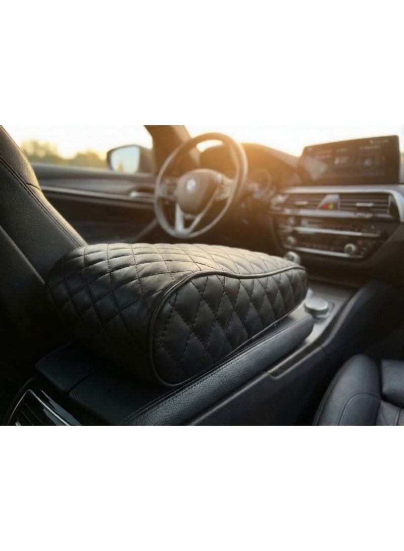 وسادة مسند ذراع وحدة التحكم المركزية مصنوعة من الميموري فوم لمعظم انواع السيارات - اسود - Image 1