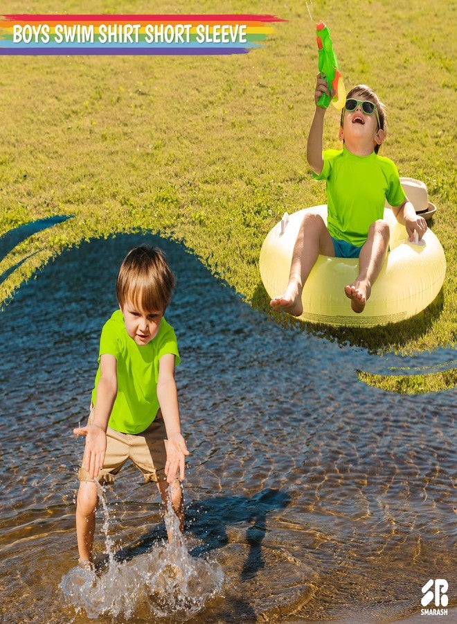 Smarash Boys Rash Guard Short Sleeve UPF 50+ Sun Protection Swim Shirt Rashguard Fishing Surf Quick Dry Cool Beach Clothes for Toddler Youth Kids Light Green 3-6M - Image 2