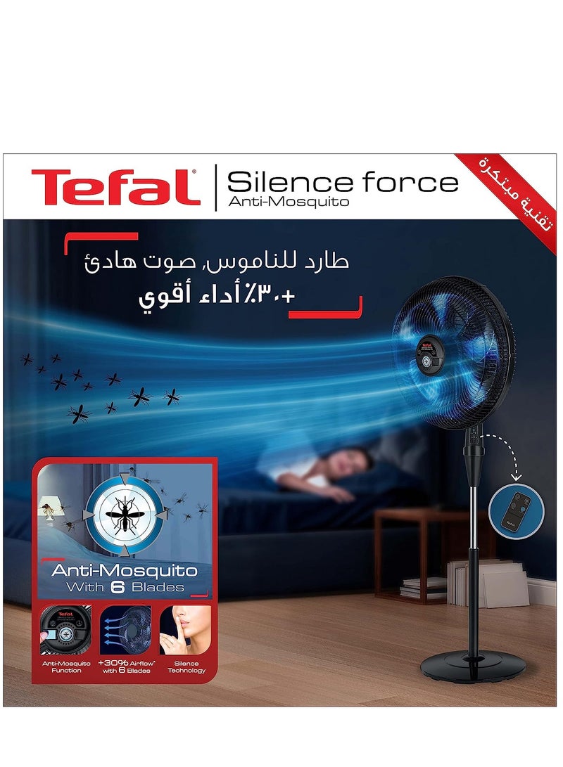 Tefal Stand Fan, 16 Inch, 3 Speeds, With Remote Control, Silence Force and Anti-Mosquito Repellent VG4135EE 75 W VG4135EE Black - Image 4