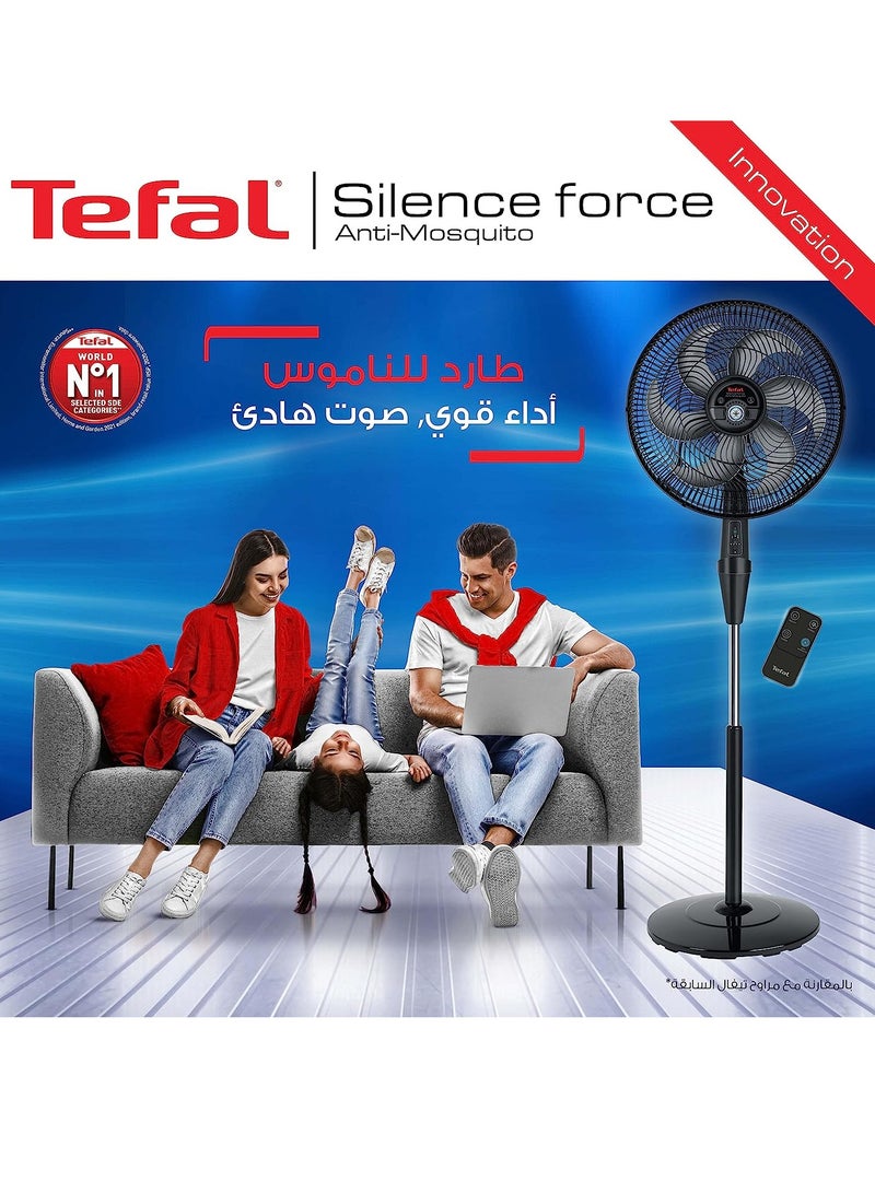 Tefal Stand Fan, 16 Inch, 3 Speeds, With Remote Control, Silence Force and Anti-Mosquito Repellent VG4135EE 75 W VG4135EE Black - Image 3