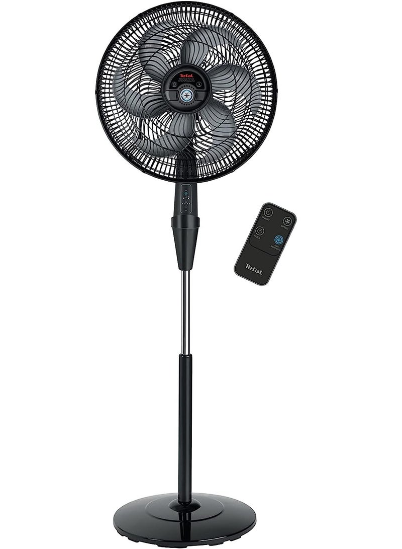 Tefal Stand Fan, 16 Inch, 3 Speeds, With Remote Control, Silence Force and Anti-Mosquito Repellent VG4135EE 75 W VG4135EE Black - Image 1