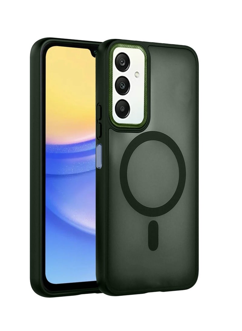 Techie جراب MagSafe مغناطيسي شفاف مع واقي لعدسة الكاميرا المرتفعة لهاتف Samsung Galaxy A15 - أخضر غير لامع - Image 1