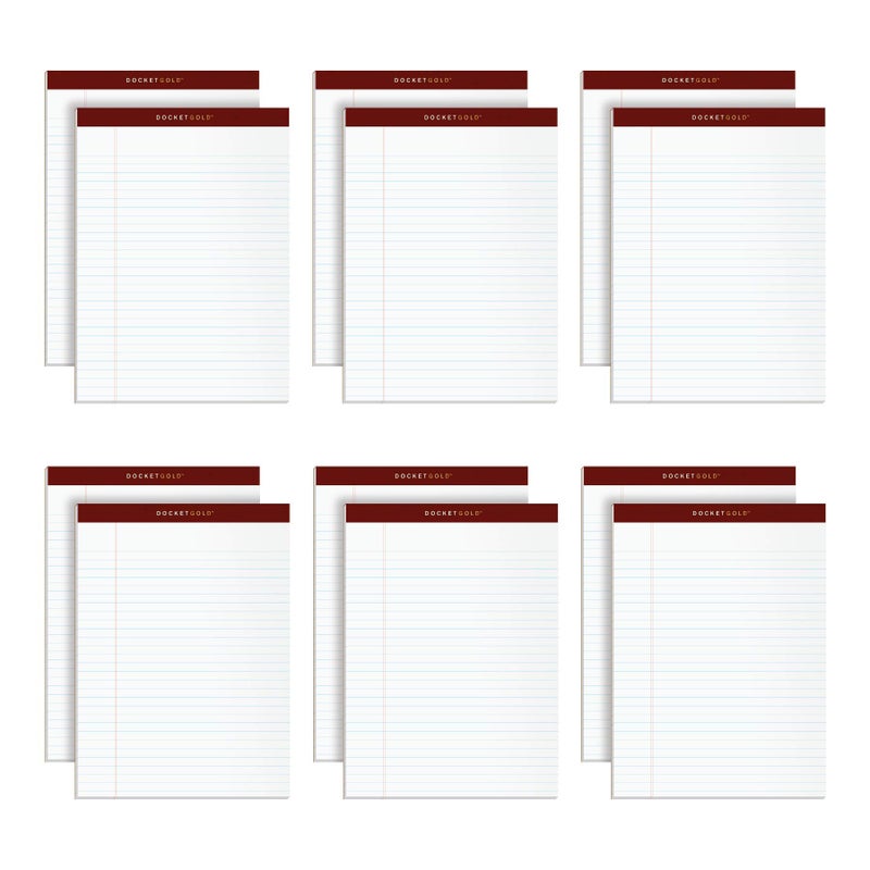 TOPS Docket Gold Writing Pads, 8-1/2 x 11-3/4, Legal Rule, White Paper, 50 Sheets, 12 Pack (63960) - Image 1
