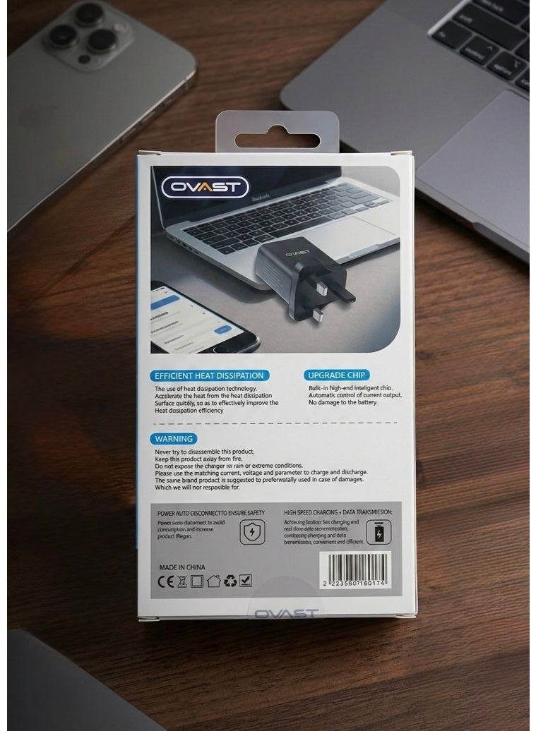 أوفست ‏3-Pin Wall Plug with Type-C and USB Ports , Fast Wall Charger , Fast 3-Pin Type-C Plug , British PD Type-C Plug , 3-Pin Socket with PD and USB Ports , Fast Charging Wall Charger , Contains 3 USB Fast Charging Ports , Smart PD Charging Port and Two USB-A Ports , Supports Qualcomm Quick Charge 3.0 Technology , Compatible with iPhone Phones , Compatible with Samsung Galaxy and Android Phones , UK 3-Pin Travel Charger , Supports Charging Tablets and iPads , Compact and Lightweight Design for Home Office and Travel , Modern Black Color , High-Quality Multi-Port Wall Charger , Safe and Stable Charging for All Smart Devices , Black Color. - Image 5