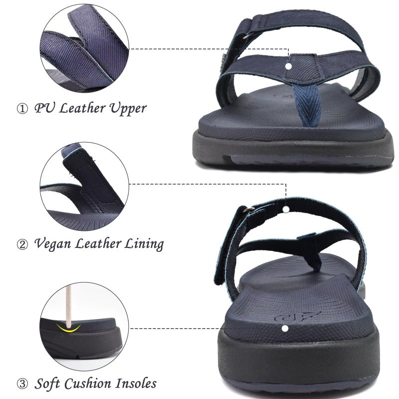 COFACE Womens Orthopedic Flip Flops Ladies Slip On Athletic Yoga Memory Foam Cushioned Recovery Walking Thong Sandals Summer Beach Pool Slippers Comfortable Plantar Fasciitis Arch Support Navy Size 8 - Image 5