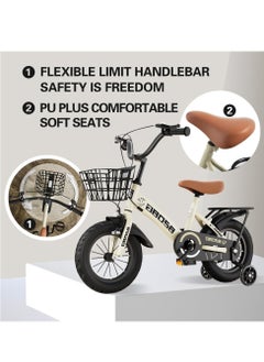DMG TECH 14 Inch Kids Bike Kids Bicycles for Boys and Girls 3-7 Years Old with Self-Lighting Training Wheels Children's bike with removable basket with hand brake and rear passenger seat  - Image 4