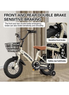 DMG TECH 14 Inch Kids Bike Kids Bicycles for Boys and Girls 3-7 Years Old with Self-Lighting Training Wheels Children's bike with removable basket with hand brake and rear passenger seat  - Image 5