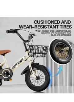 DMG TECH 14 Inch Kids Bike Kids Bicycles for Boys and Girls 3-7 Years Old with Self-Lighting Training Wheels Children's bike with removable basket with hand brake and rear passenger seat  - Image 3