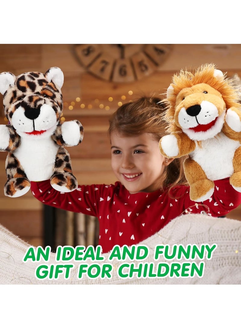 SOLARAE Animal Hand Puppet Set, Animal Friends Deluxe Kids Hand Puppets, with Working Mouth 10 Inches Soft Plush Kids Hand Puppets for Bedtime Stories, Drama Performance, Teaching (6 PCS) - Image 4