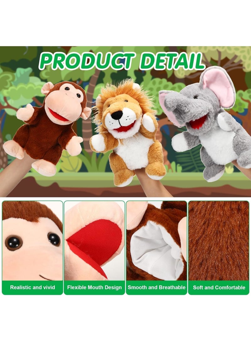 SOLARAE Animal Hand Puppet Set, Animal Friends Deluxe Kids Hand Puppets, with Working Mouth 10 Inches Soft Plush Kids Hand Puppets for Bedtime Stories, Drama Performance, Teaching (6 PCS) - Image 3