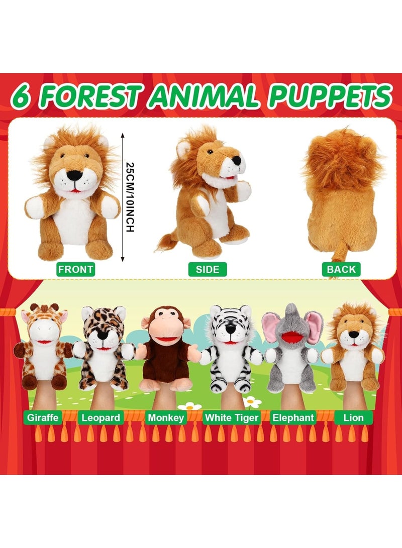 SOLARAE Animal Hand Puppet Set, Animal Friends Deluxe Kids Hand Puppets, with Working Mouth 10 Inches Soft Plush Kids Hand Puppets for Bedtime Stories, Drama Performance, Teaching (6 PCS) - Image 2