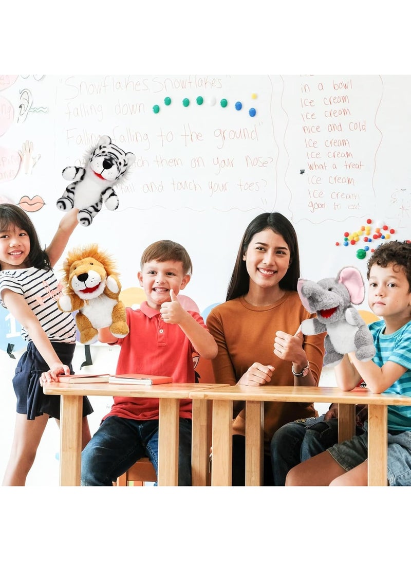 SOLARAE Animal Hand Puppet Set, Animal Friends Deluxe Kids Hand Puppets, with Working Mouth 10 Inches Soft Plush Kids Hand Puppets for Bedtime Stories, Drama Performance, Teaching (6 PCS) - Image 5