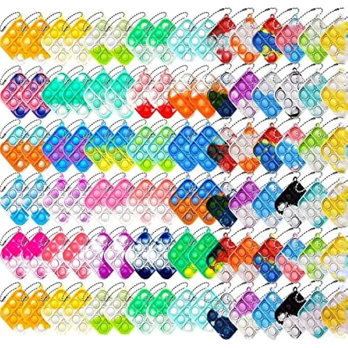 kapibarasensei 300Pcs Random Color Mini Pop Keychain Fidget Toy Push Bubble Pop Silicone Squeeze Sensory Toys Make Fun for Kids Anxiety Stress Reliever for Adults - Image 1