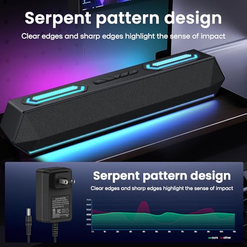 Deeyaple Computer Speakers, 40W PC Speakers for Desktop Monitor with Bluetooth 5.3 & USB Audio, HiFi Stereo Gaming Soundbar with Custom EQ Software, Dynamic RGB Lighting for Laptop, PS4, PS5, Black. - Image 2