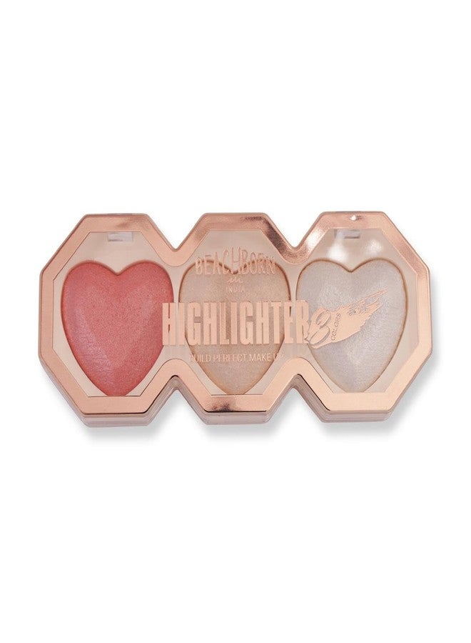 BEACHBORN Heart Shape Highlighter Palette For Makeup | Ultra Blendable & Long Lasting | Blinding Glow (BBI-02-07-SHADE NO.01, 9G) - Image 2