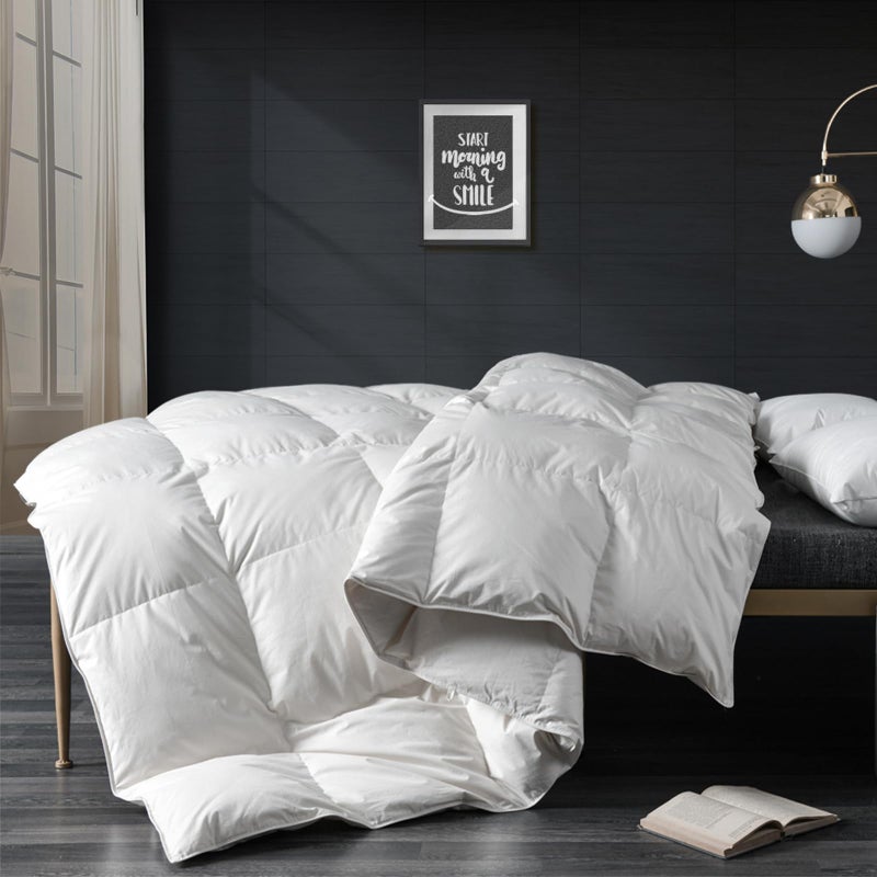 APSMILE King Size Down Feather Fibers Comforter All Seasons Duvet Insert with 100 Organic Cotton Fluffy FillPower Medium Warm Hotel Comforter Insert 106x90 Ivory White