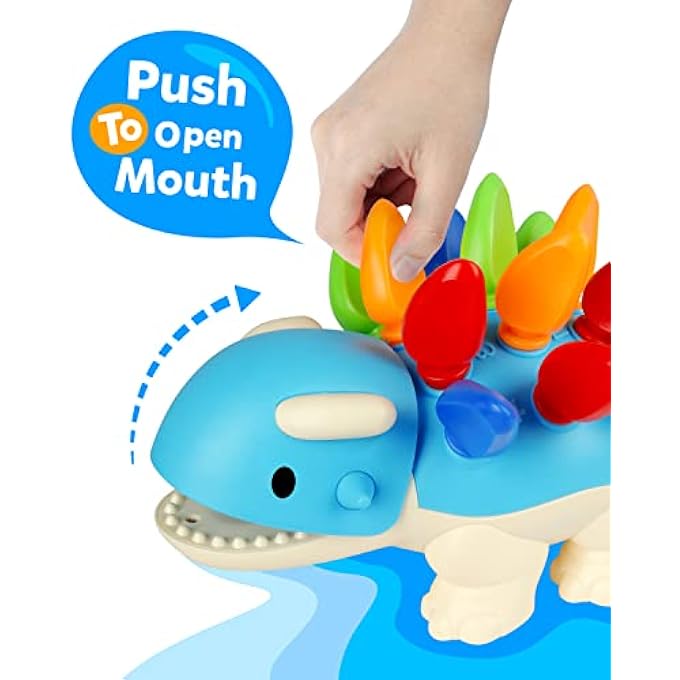 DINOSAUR FINE MOTOR SKILLS TOY, SPIKE THE ANKYLOSAURUS TOYS 13 PCS, SORTING STACKING DINO COLOR RECOGNITION MONTESSORI EDUCATIONAL GIFT GAME FOR 2 3 4 YEAR TODDLER - Image 5