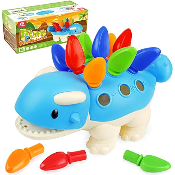 DINOSAUR FINE MOTOR SKILLS TOY, SPIKE THE ANKYLOSAURUS TOYS 13 PCS, SORTING STACKING DINO COLOR RECOGNITION MONTESSORI EDUCATIONAL GIFT GAME FOR 2 3 4 YEAR TODDLER - Image 1