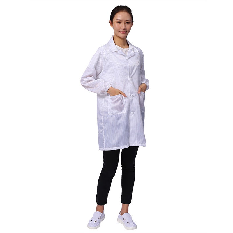 White Anti-Static Button Front Lab Coat - Image 1
