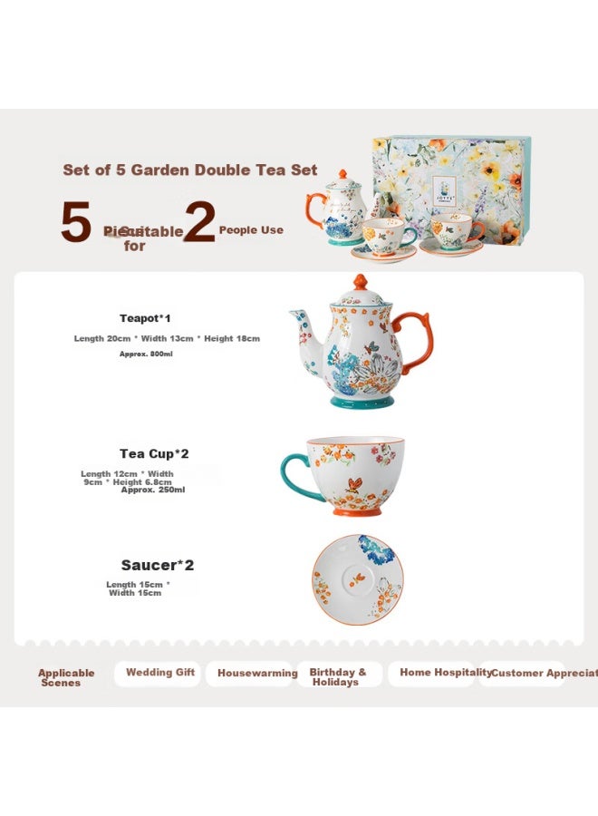 Joyye Garden Tea Set One Pot Two Cups And Saucers High-end Women's Day Birthday Gift Souvenir - Image 1