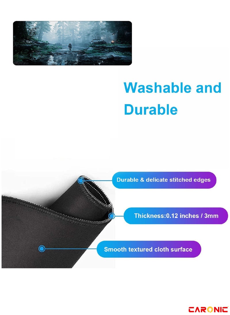 CARONIC Large Gaming Mouse Pad with Superior Micro Weave Cloth Extended Desk Mousepad with Stitched Edges Non-Slip Base Water Resist Keyboard Pad For Gamer And Office Home TLO 202  - Image 5