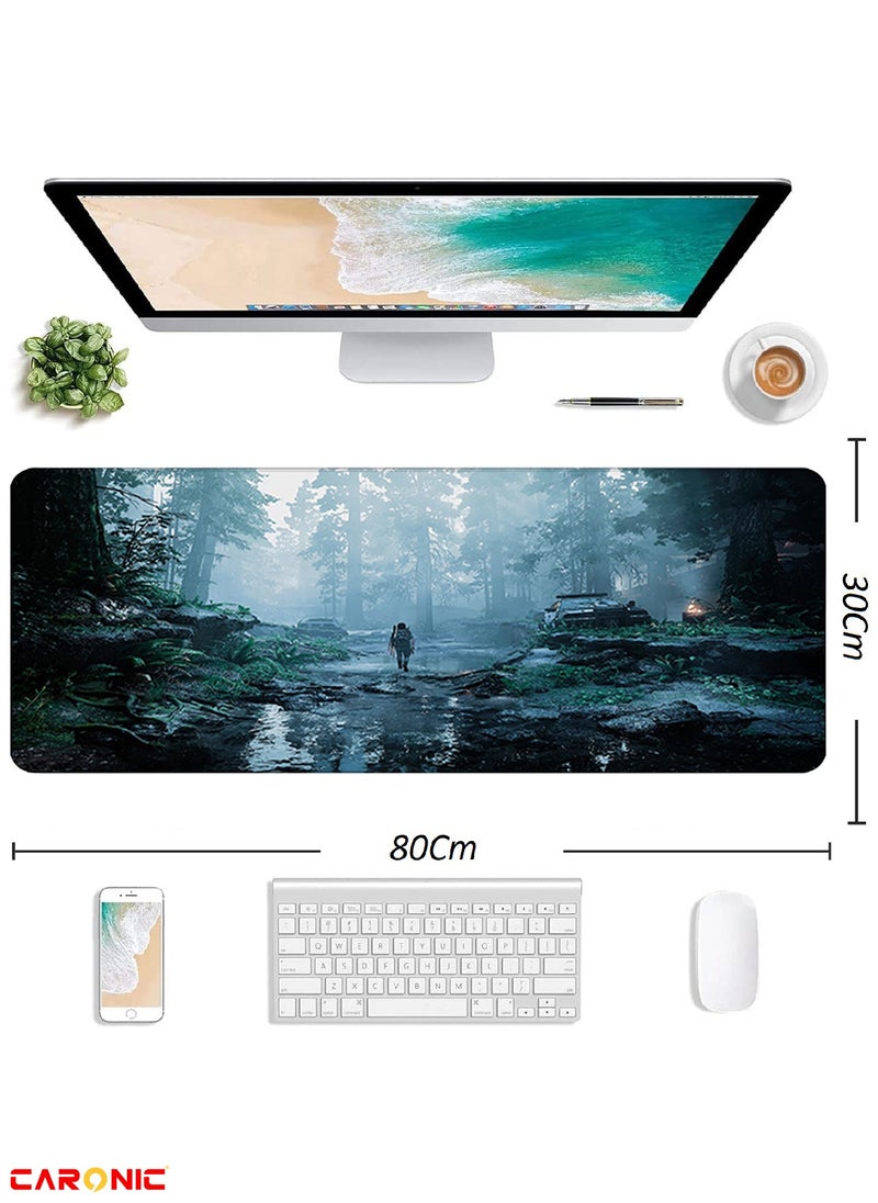 CARONIC Large Gaming Mouse Pad with Superior Micro Weave Cloth Extended Desk Mousepad with Stitched Edges Non-Slip Base Water Resist Keyboard Pad For Gamer And Office Home TLO 202  - Image 3