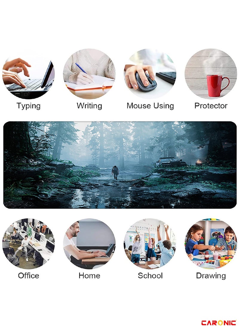 CARONIC Large Gaming Mouse Pad with Superior Micro Weave Cloth Extended Desk Mousepad with Stitched Edges Non-Slip Base Water Resist Keyboard Pad For Gamer And Office Home TLO 202  - Image 2