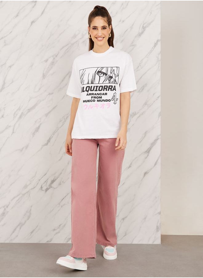 Styli - Oversized Anime Graphic Print Longline T-shirt - Image 1