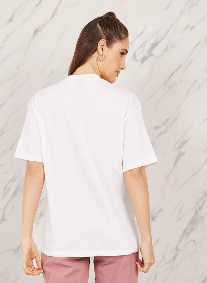 Styli Oversized Anime Graphic Print Longline T-shirt