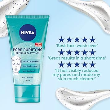 Nivea غسول نيفيا لتنقية المسام مقشر يومي 150 مل مقشر وجه منقي يمنع ظهور الرؤوس السوداء مقشر مقشر مع مستخلص الماغنوليا الطبيعي وحمض اللاكتيك - Image 3