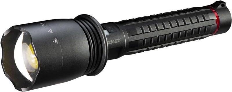 Coast XP80R 15000 Lumen Rechargeable DualPower LED Flashlight with POWERiQ RealTIME Display 5 Light Modes Ultra View Flood Beam PushPull Focus - Image 1
