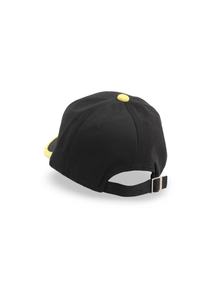 Fancy Unisex Cotton Cap – Black with "Good Luck Smile" Design - Image 3