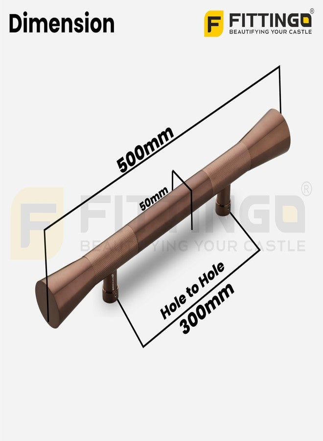 FITTINGO Premium Main Door Handle 19 Inch Square Shape Pull Handle for Doors Stainless Steel Rose Gold & PVD Rose Gold Finish Hole to Hole 300mm Heavy Duty Design with 3 Years Warranty - Pack of 1 - Image 2