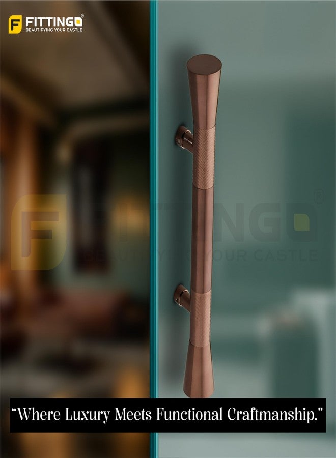 FITTINGO Premium Main Door Handle 19 Inch Square Shape Pull Handle for Doors Stainless Steel Rose Gold & PVD Rose Gold Finish Hole to Hole 300mm Heavy Duty Design with 3 Years Warranty - Pack of 1 - Image 4
