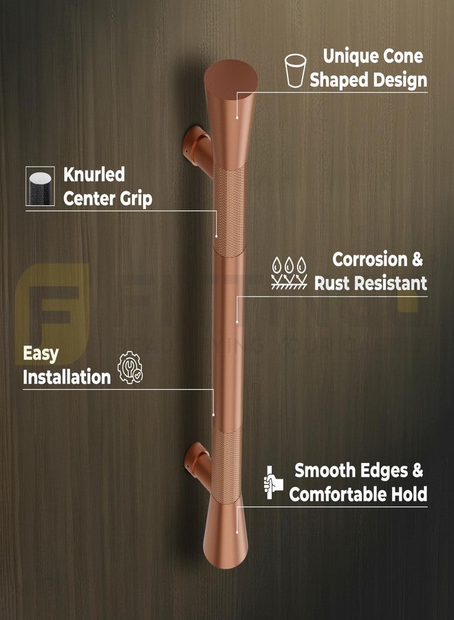 FITTINGO Premium Main Door Handle 19 Inch Square Shape Pull Handle for Doors Stainless Steel Rose Gold & PVD Rose Gold Finish Hole to Hole 300mm Heavy Duty Design with 3 Years Warranty - Pack of 1 - Image 3