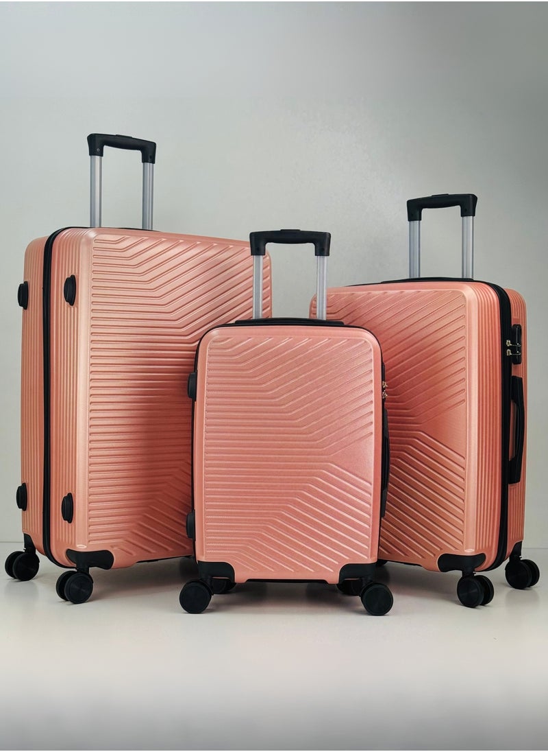 SAW & SEE Premium Hard Shell Luggage Set – 3-Piece Durable Strong Suitcase Set, Lightweight ABS Trolley Bags with Smooth Rotating Spinner Wheels, Security Combination Lock, Telescopic Handle, Traveling Bag Suitcases – 12 KG /23 KG /35 KG - 20" / 24" / 28" – ROSEGOLD  - Image 1