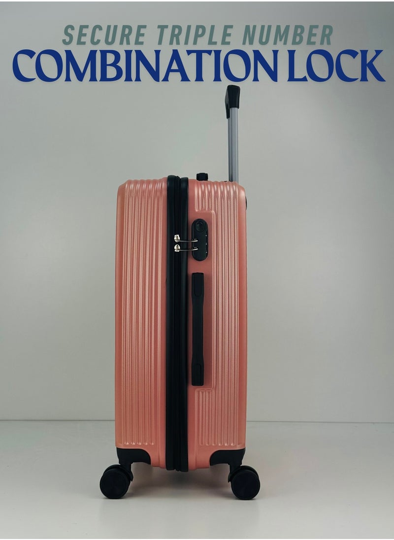 SAW & SEE Premium Hard Shell Luggage Set – 3-Piece Durable Strong Suitcase Set, Lightweight ABS Trolley Bags with Smooth Rotating Spinner Wheels, Security Combination Lock, Telescopic Handle, Traveling Bag Suitcases – 12 KG /23 KG /35 KG - 20" / 24" / 28" – ROSEGOLD  - Image 4