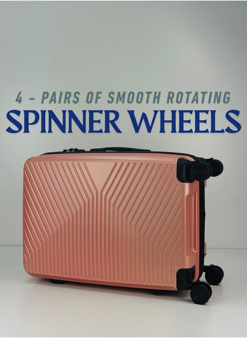 SAW & SEE Premium Hard Shell Luggage Set – 3-Piece Durable Strong Suitcase Set, Lightweight ABS Trolley Bags with Smooth Rotating Spinner Wheels, Security Combination Lock, Telescopic Handle, Traveling Bag Suitcases – 12 KG /23 KG /35 KG - 20" / 24" / 28" – ROSEGOLD  - Image 5