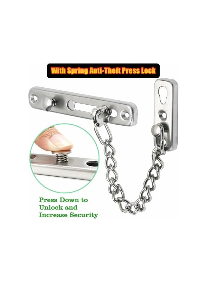 promass Safety Door Lock, silver Door Chain Locks with Safety Spring Anti-Theft Press Latch, Stainless Steel Chain Locks Door with 4 Screws, Security Thickened Chain for Inside Door Kids Home Safety - Image 4