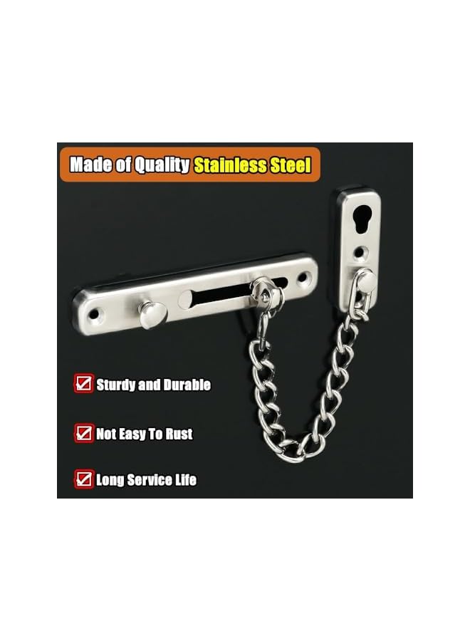 promass Safety Door Lock, silver Door Chain Locks with Safety Spring Anti-Theft Press Latch, Stainless Steel Chain Locks Door with 4 Screws, Security Thickened Chain for Inside Door Kids Home Safety - Image 2