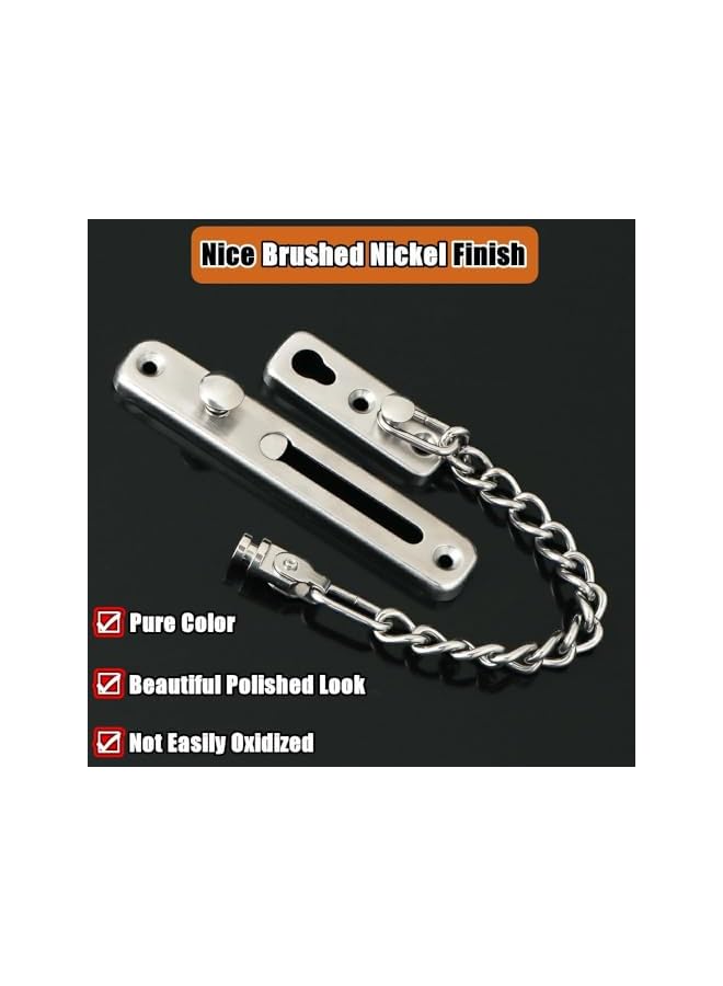 promass Safety Door Lock, silver Door Chain Locks with Safety Spring Anti-Theft Press Latch, Stainless Steel Chain Locks Door with 4 Screws, Security Thickened Chain for Inside Door Kids Home Safety - Image 3