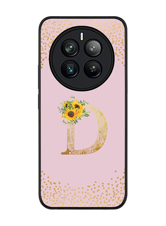 Stylizedd Rugged Black edge case for Realme 12 Pro / Realme 12 Pro Plus 5G, Custom Monogram Initial Letter Mandala Floral Pattern Alphabet-D (Pink ) - Image 1