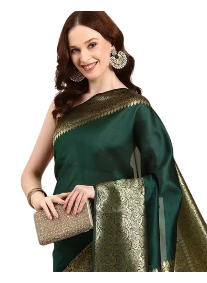 مملكة الإكسسوارات ساري حريمي كانجيفارام ناعم من حرير الليتشي مع قطعة بلوزة - Image 1