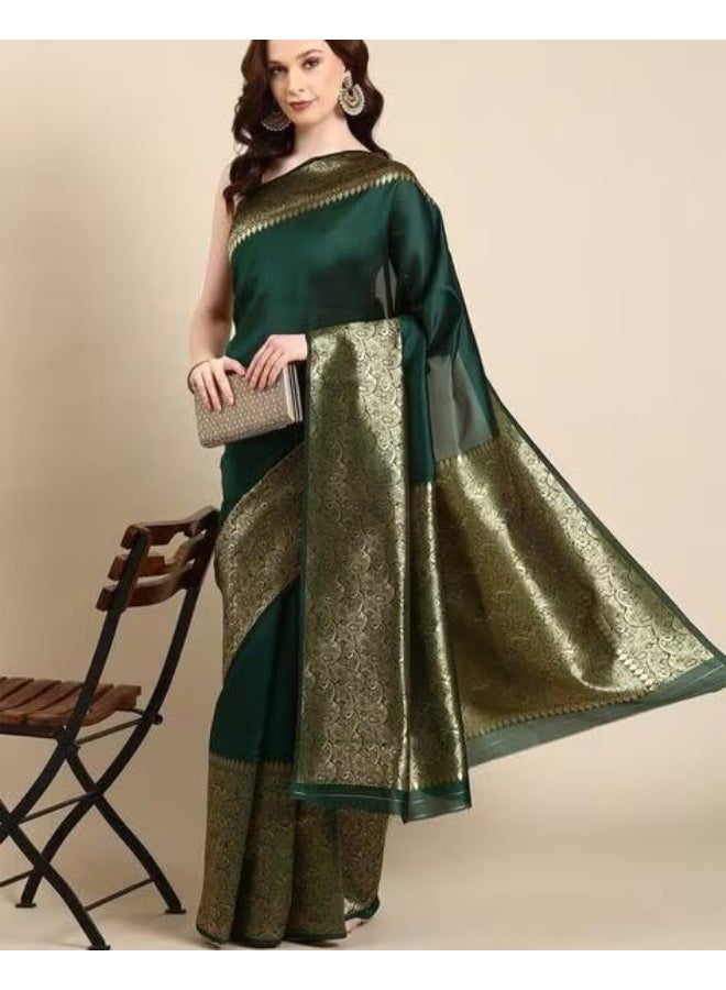 مملكة الإكسسوارات ساري حريمي كانجيفارام ناعم من حرير الليتشي مع قطعة بلوزة - Image 3