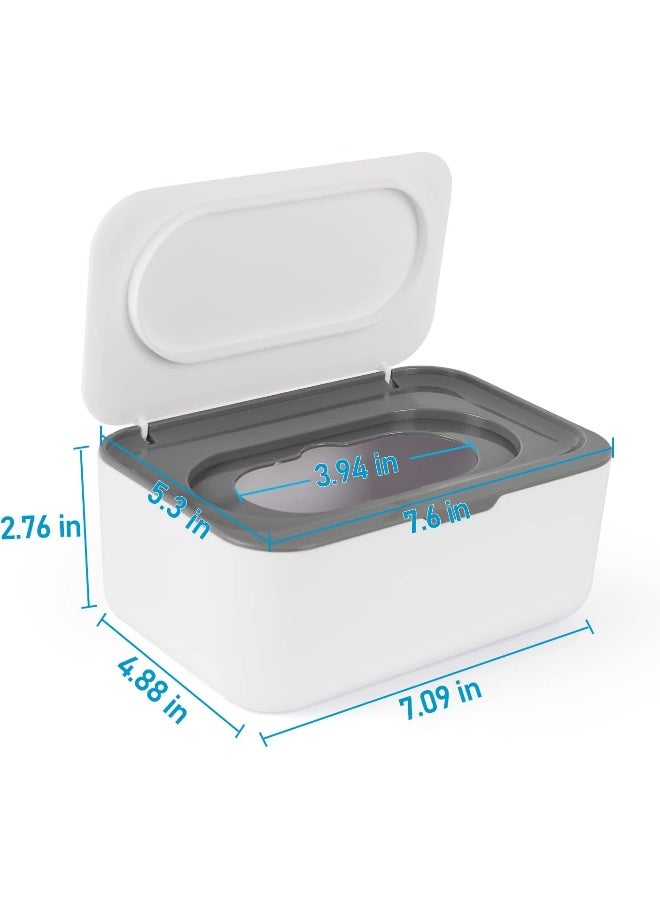 Flenpptly 2 Pack Baby Wipes Dispenser, Wipes Case Baby Wipe Holder Keeps Wipes Fresh, Non-Slip, Easy Open & Close (Grey and Blue) - Image 2