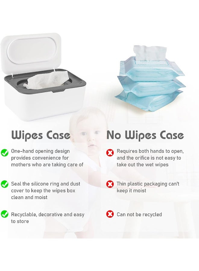Flenpptly 2 Pack Baby Wipes Dispenser, Wipes Case Baby Wipe Holder Keeps Wipes Fresh, Non-Slip, Easy Open & Close (Grey and Blue) - Image 3