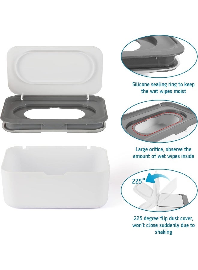 Flenpptly 2 Pack Baby Wipes Dispenser, Wipes Case Baby Wipe Holder Keeps Wipes Fresh, Non-Slip, Easy Open & Close (Grey and Blue) - Image 4